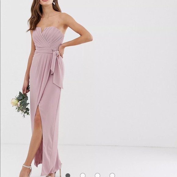 ASOS TNFC Bridesmaid Bandeau Wrap Midaxi Dress - Picture 7 of 8